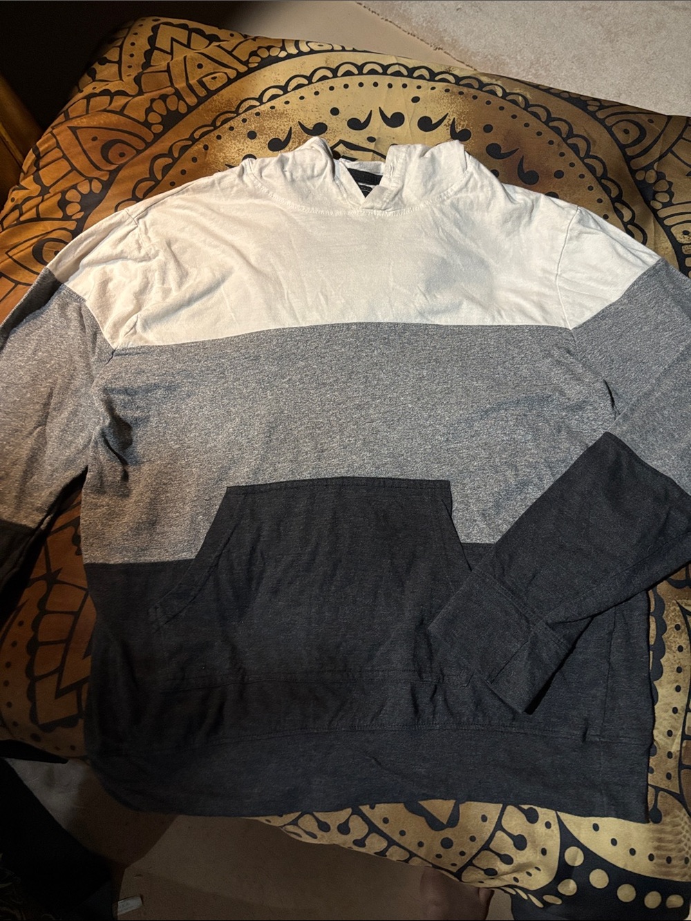 Kids Colorblock Hoodie Sweatshirt - White, Gray & Black